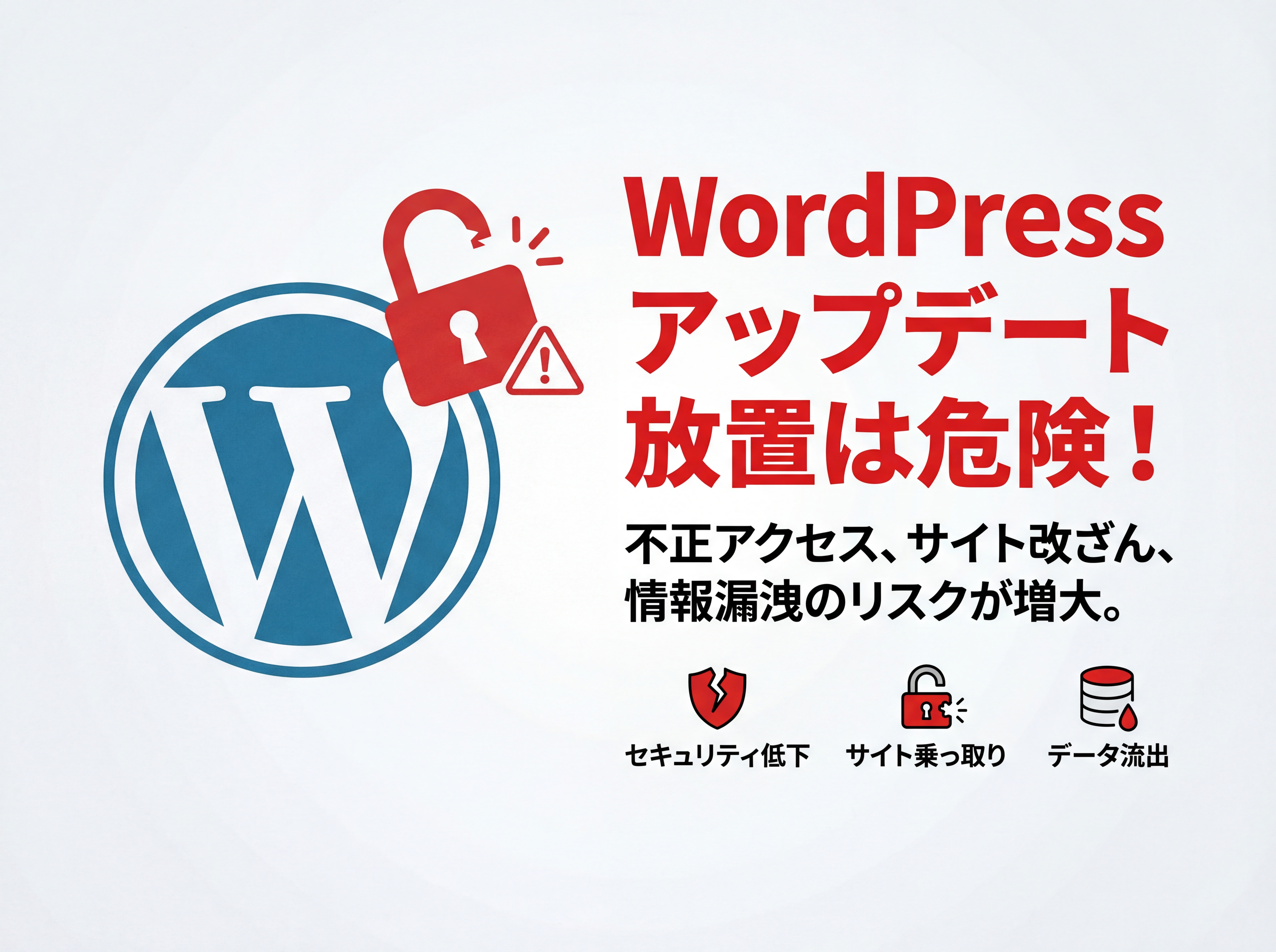 【重要】WordPressのアップデートを行わないと、サイトが乗っ取られる危険性があります