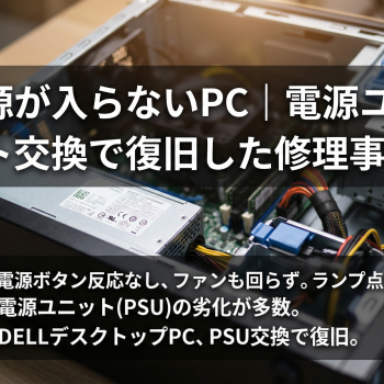電源が入らないPC｜電源ユニット交換で復旧　修理事例