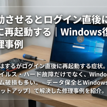 起動させるとログイン直後に勝手に再起動する｜Windows復旧 修理事例 「