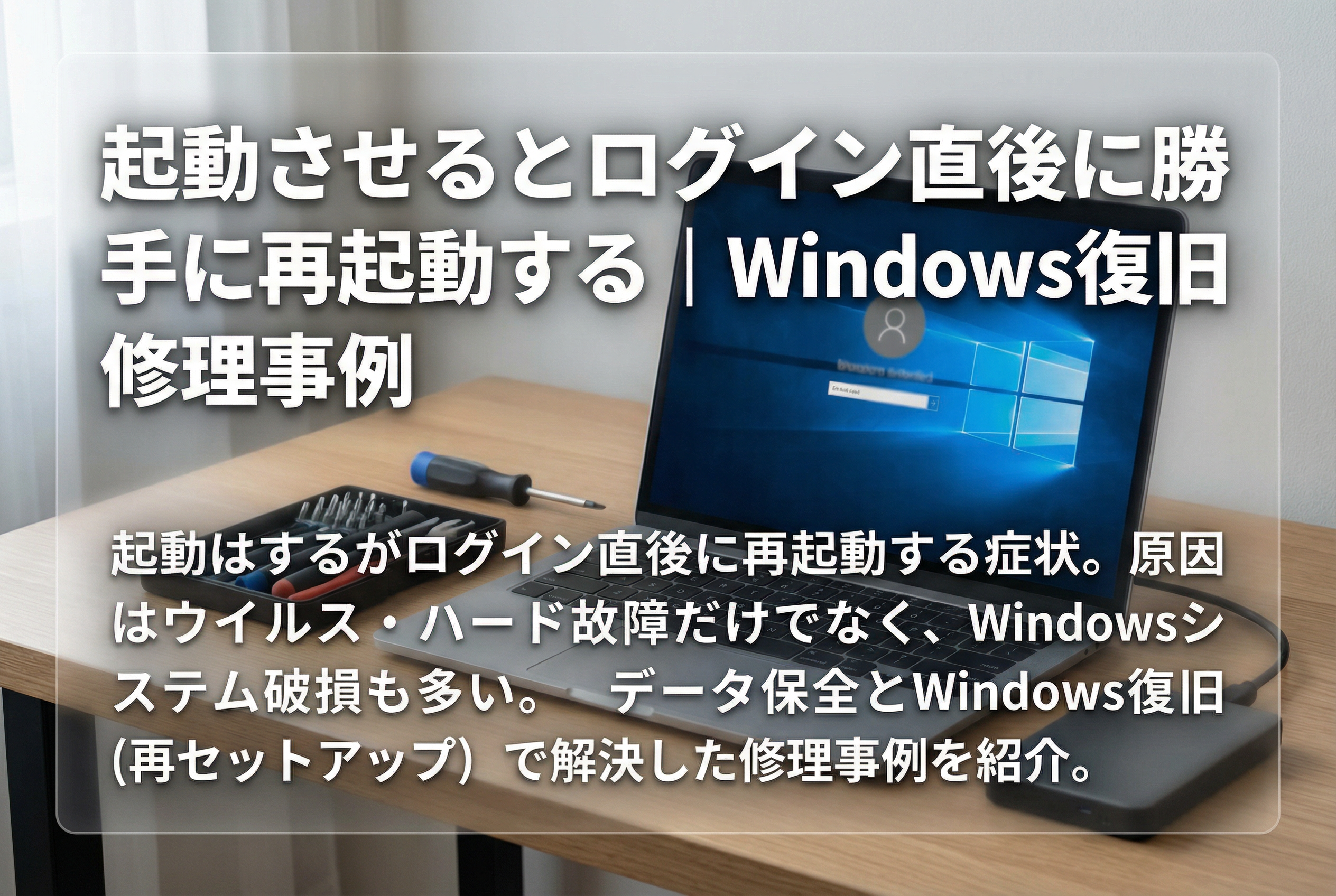 起動させるとログイン直後に勝手に再起動する｜Windows復旧 修理事例 「