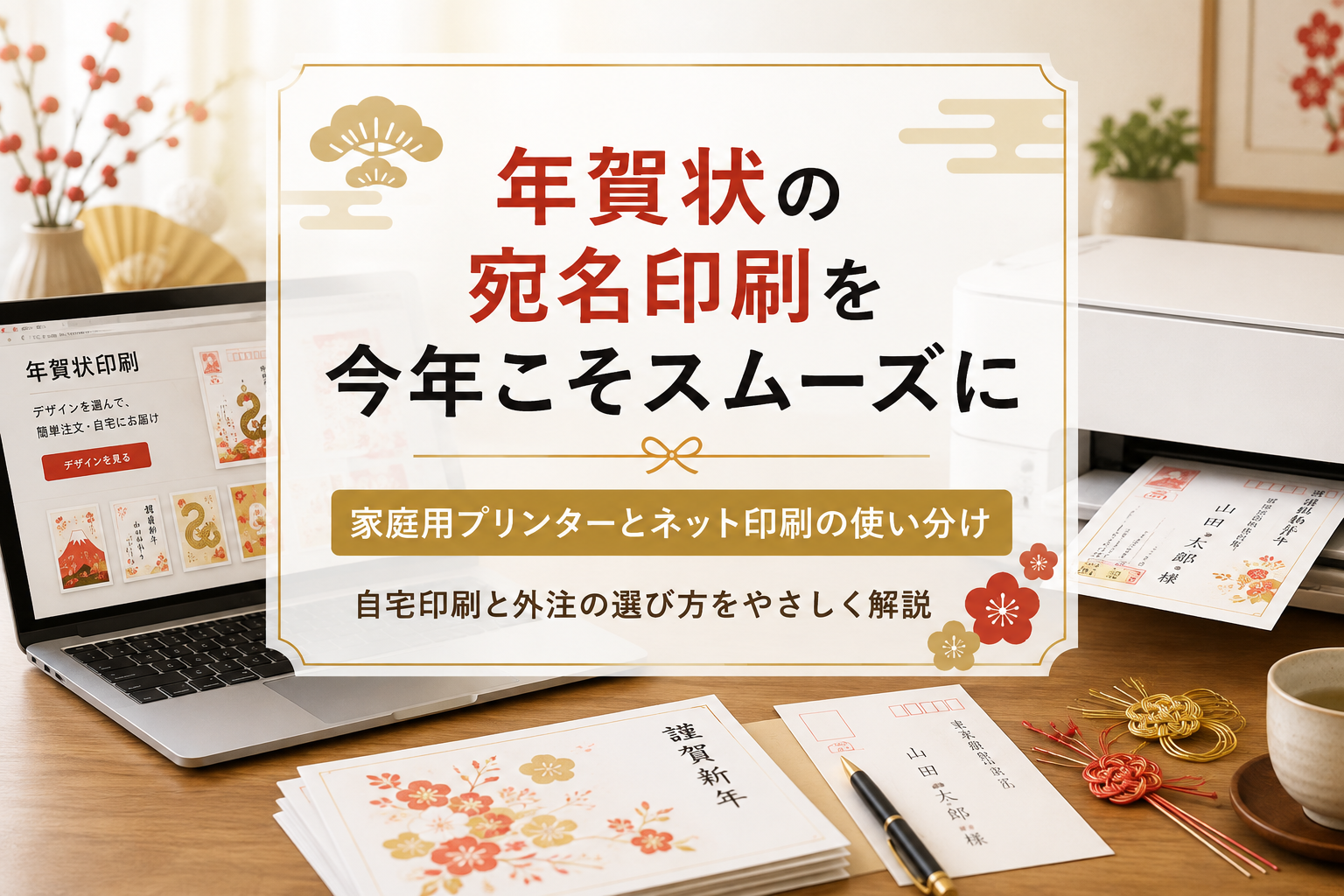 年賀状の宛名印刷を今年こそスムーズに｜家庭用プリンターとネット印刷の使い分け
