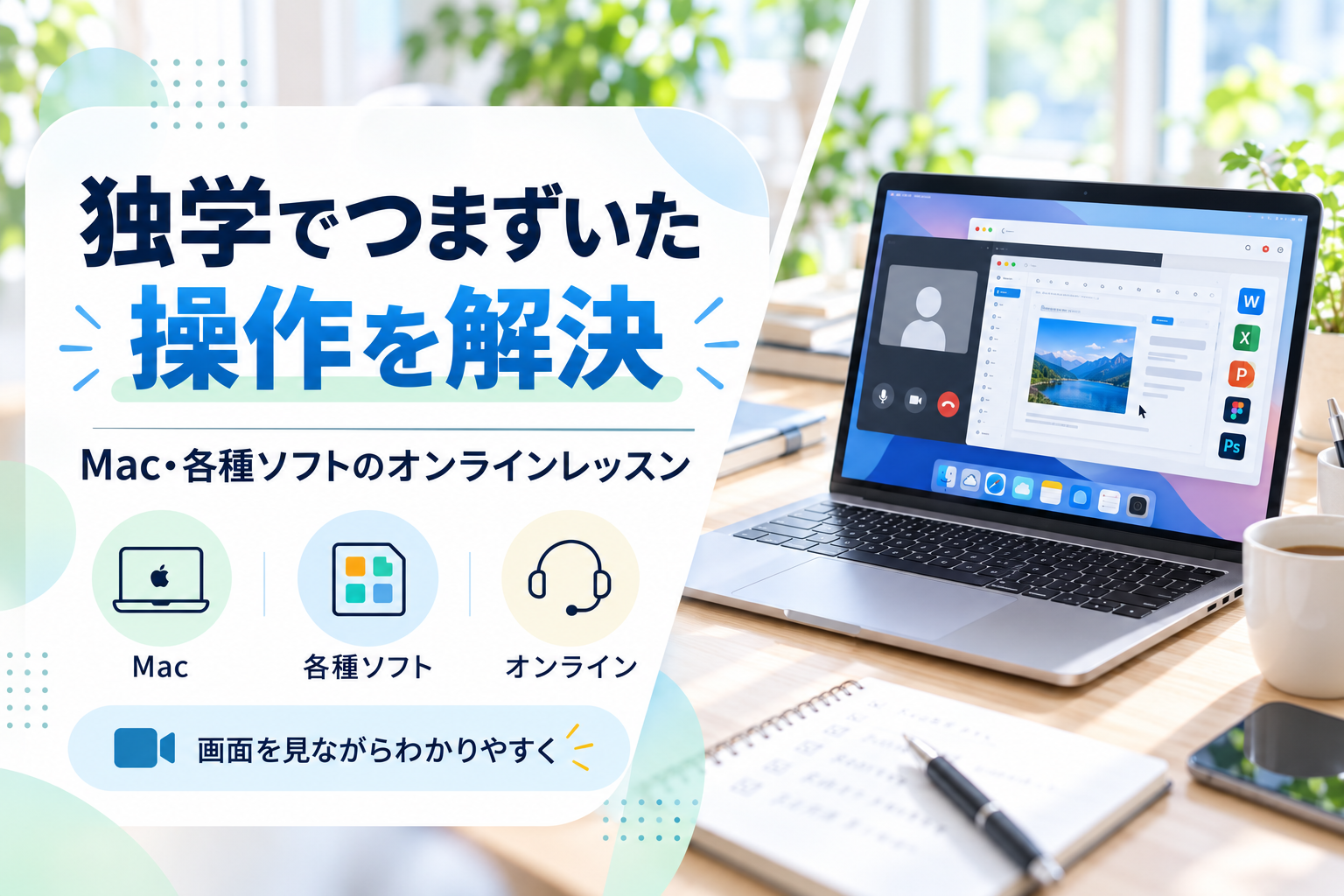 独学でつまずいた操作を解決｜Mac・各種ソフトのオンラインレッスン